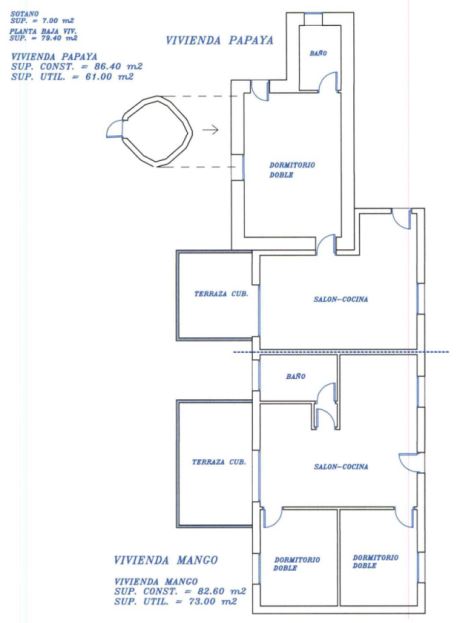 Grundriss Apartment 1 (oben), Apartment 2 (unten)
